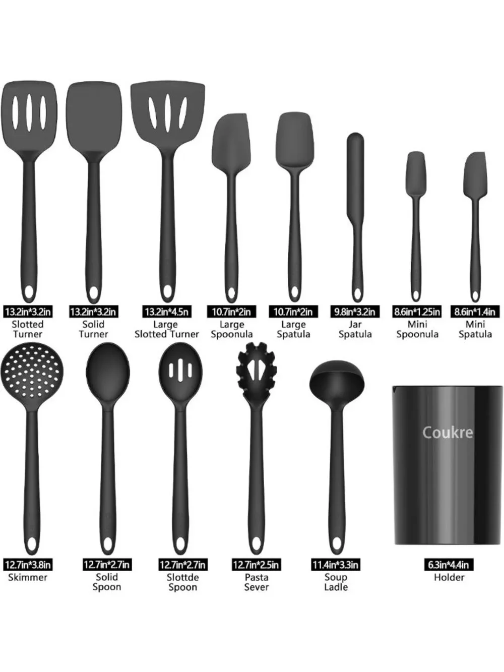 14-Piece Heat Resistant Silicone Cooking Utensils Set | BPA-Free, Dishwasher